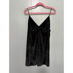 Victoria's Secret Black Velvet V-neck Sexy Lingerie Loungewear Mini Slip L